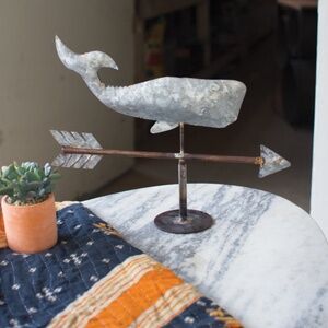 Galvanized Whale Weathervane Tabletop Ocean Home Decor